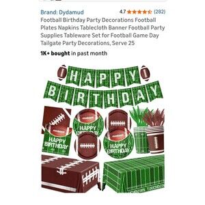 Football Themed Birthday Party Pack / Decorations New